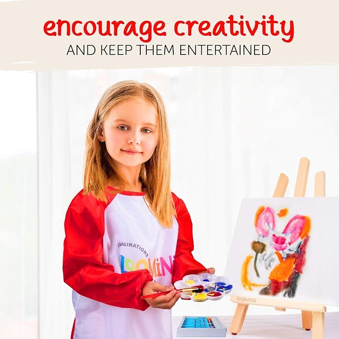 Paint Set for Kids | Premium Art Supplies for Boys & Girls | 27 Piece Washable Paint Set Includes Canvas Panels Paint Brushes Kids Apron Tabletop Art Easel & Storage Travel Bag