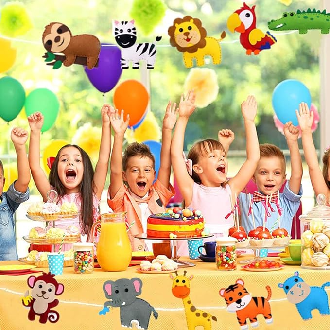 Jungle Animals Sewing Craft Kit for Kids Craft for Girls and Boys Sewing Stuffed Animal Felt Plush Ornaments for Beginners Set of 10