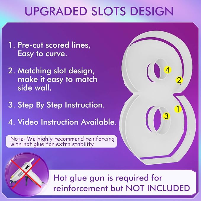 Mosaic Balloon Frame Light Up Numbers 8 Pre-Cut Large Foam Board Sign Cut-Out for Boy Girl 8 Birthday Party Backdrop Anniversary Decoration