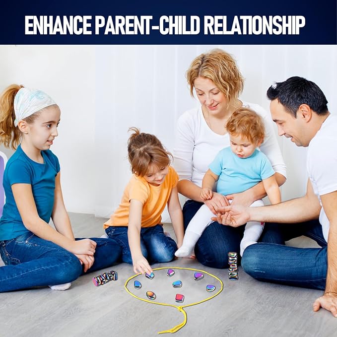 New Colored Magnetic Chess Game with Stones Set, Magnetic Chess Game with Rocks, Magnet Game with String, Educational Checkers Game for Kids & Adults, Family Gatherings