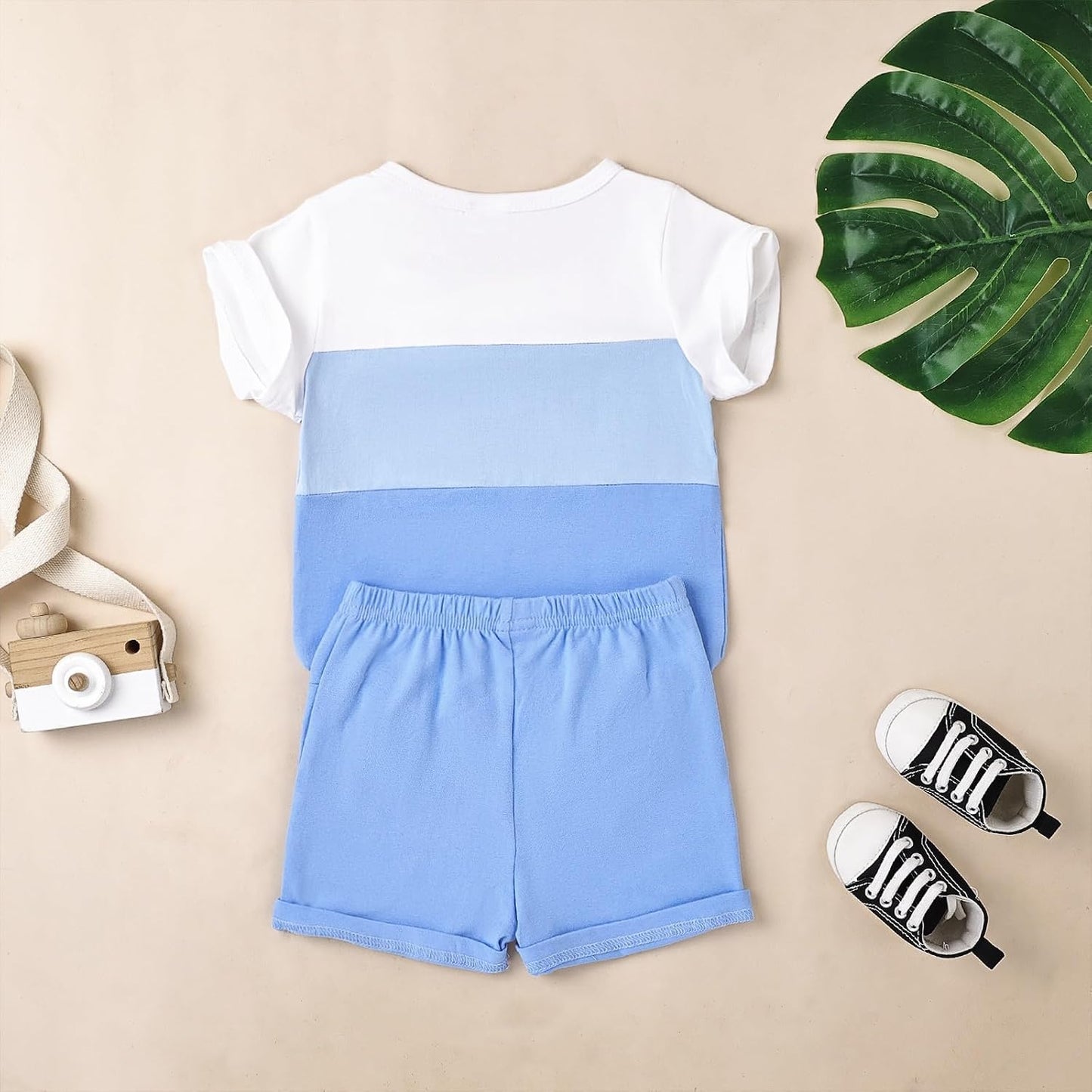 Baby Boy Clothes Toddler Boy Summer Outfits Short Sleeve Patchwork Top T-shirt & Pocket Pant Set 2 Piece 12 Months-4T