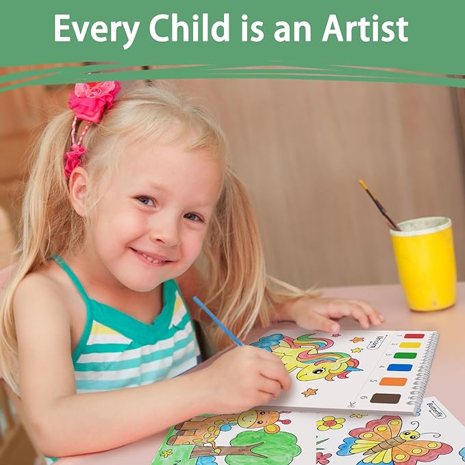 SOCOLER Paint with Water Coloring Books for Toddlers, Animal Theme Mess Free Watercolor Painting Papers for Kids Travel Coloring Kit with 2 Brushes Art Craft Birthday Gift