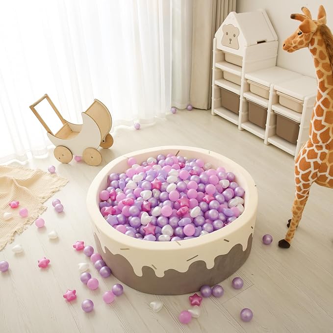 GOGOSO Ball Pit Balls,Plastics Balls for Ball Pit, Stars Hearts Shape for PastelBall for Toddlers Kids