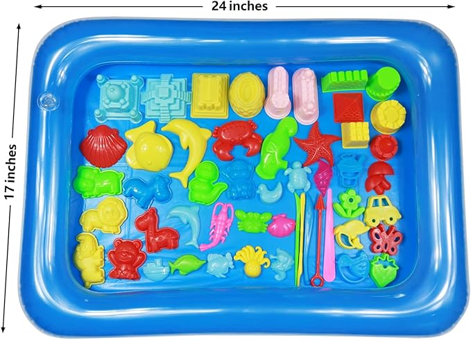 Play Sand Kit, 54Pcs Sandbox Toys Set for Boys Girls, 3lbs Magic Orange Sand, Mold Tools, Inflatable Tray, Storage Box, Funny Birthday Christmas Gift