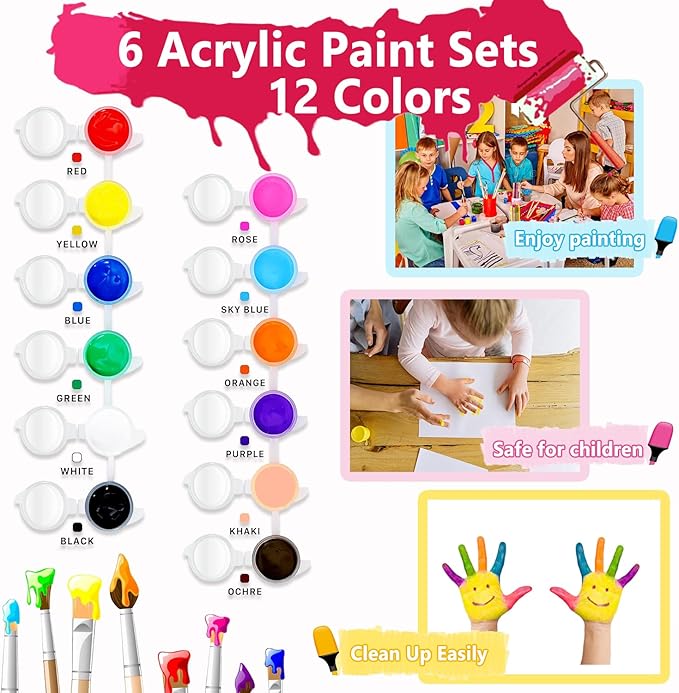 RONIAVL 16pcs 3D Bird Wind Chime Craft Kit for Kids with Paint Make Your Own Bird Wooden Crafts Summer Craft for Kids for Birthday Party Favors Outdoor Garden Patio DIY Arts and Crafts