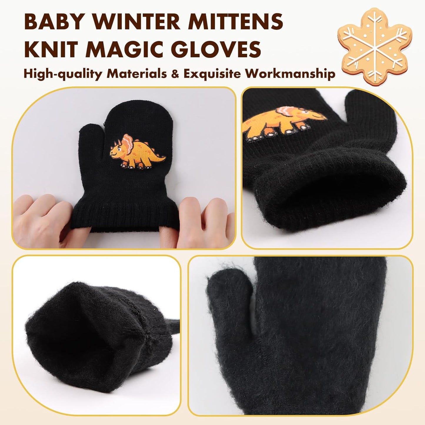 Baby Winter Mittens Toddler Stretch Knit Gloves Magic Warm Glove for Baby Boys Girls