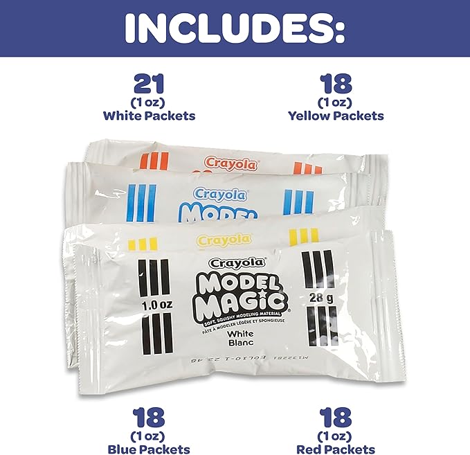 Crayola Model Magic (75ct), Kids Modeling Clay Alternative, 1oz Packs, School Supplies, Air Dry Clay, Modeling Material, Ages 3+