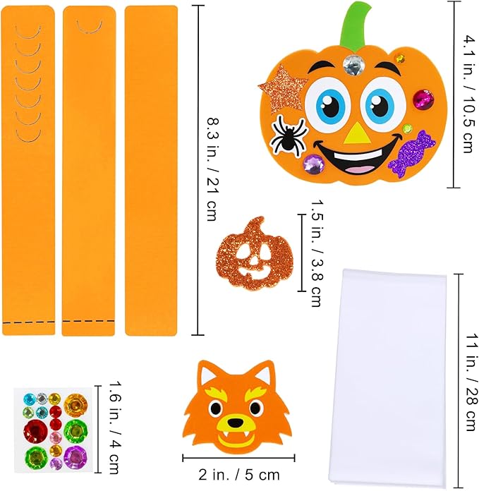 Winlyn 24 Sets Halloween Headbands Craft Kits DIY Crown Art Sets Spider Bat Jack-o'-Lantern Witch Hat with Halloween Foam Stickers Crafts for Kids Classroom Activities Halloween Party Trick-or-Treat