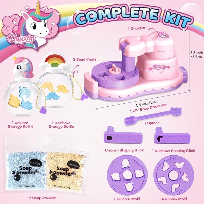 Soap Making Kit Unicorn Toys for 3 4 5 6 7 Year Old Girl Arts and Crafts for Kids Age 8-12 DIY Soap Machine Christmas Birthday Easter Gifts for Kids Craft Kits for Girls Boys Make Your Own Soap