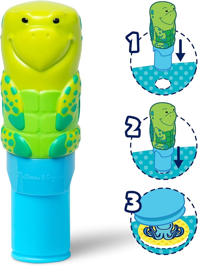 Melissa & Doug Sticker WOW!™ 24-Page Activity Pad and Sticker Stamper, 300 Stickers, Arts and Crafts Fidget Toy Collectible Character – Sea Turtle - FSC Certified