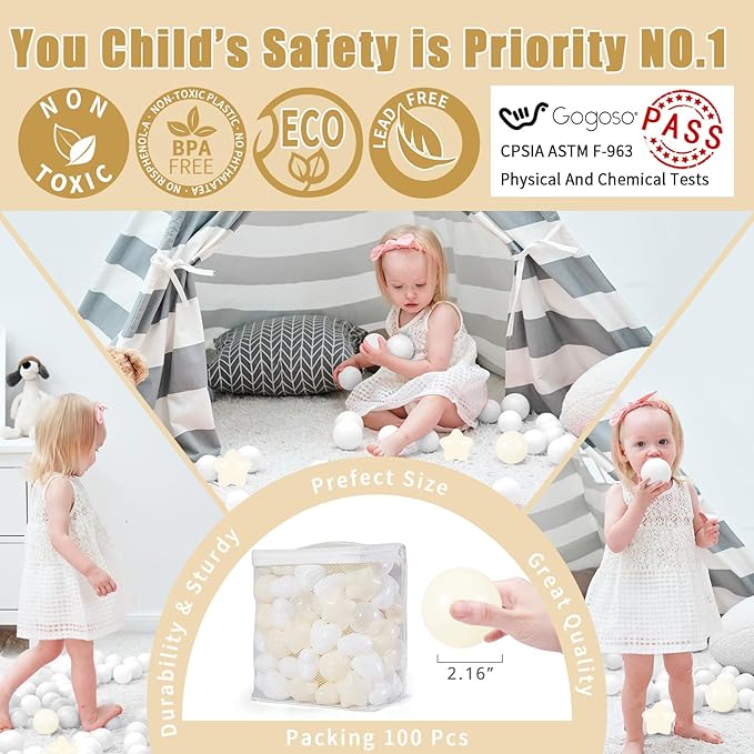 GOGOSO Ball Pit Balls,Plastics Balls for Ball Pit, Stars Hearts Shape for PastelBall for Toddlers Kids