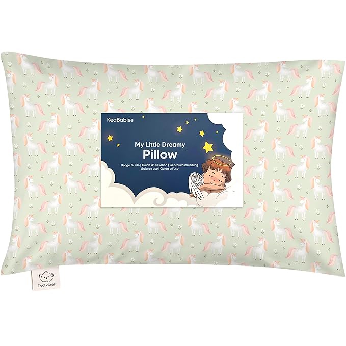 Toddler Pillow with Pillowcase - 13x18 My Little Dreamy Pillow, Organic Cotton Toddler Pillows for Sleeping, Kids Pillow, Travel Pillows, Mini Pillow, Nursery Pillow, Toddler Bed Pillow (Grace)
