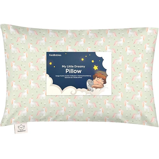 Toddler Pillow with Pillowcase - 13x18 My Little Dreamy Pillow, Organic Cotton Toddler Pillows for Sleeping, Kids Pillow, Travel Pillows, Mini Pillow, Nursery Pillow, Toddler Bed Pillow (Grace)