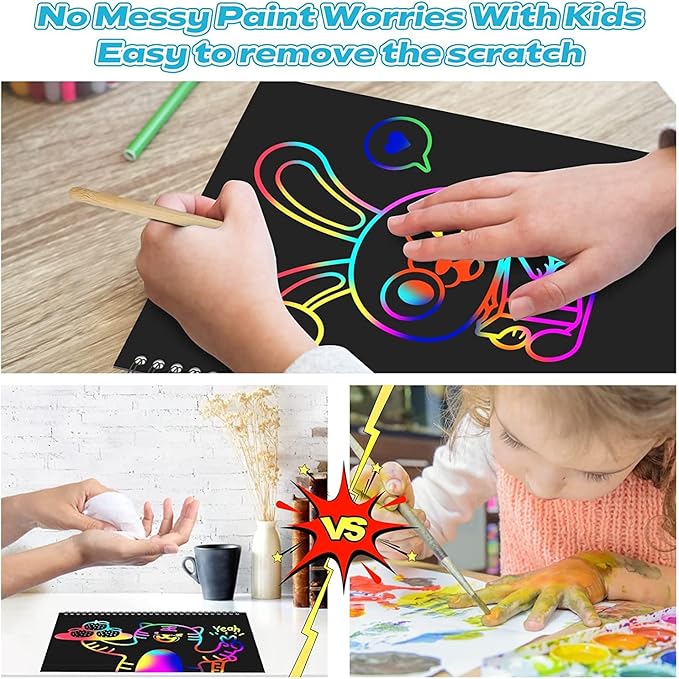 Smasiagon Scratch Paper Art Set for Kids: 2 Pack Scratch Off Arts Crafts Easter Gifts for Kids Ages 3-12 Girls Boys Birthday Christmas Party Favor Games Easter Basket Stuffers DIY Activity