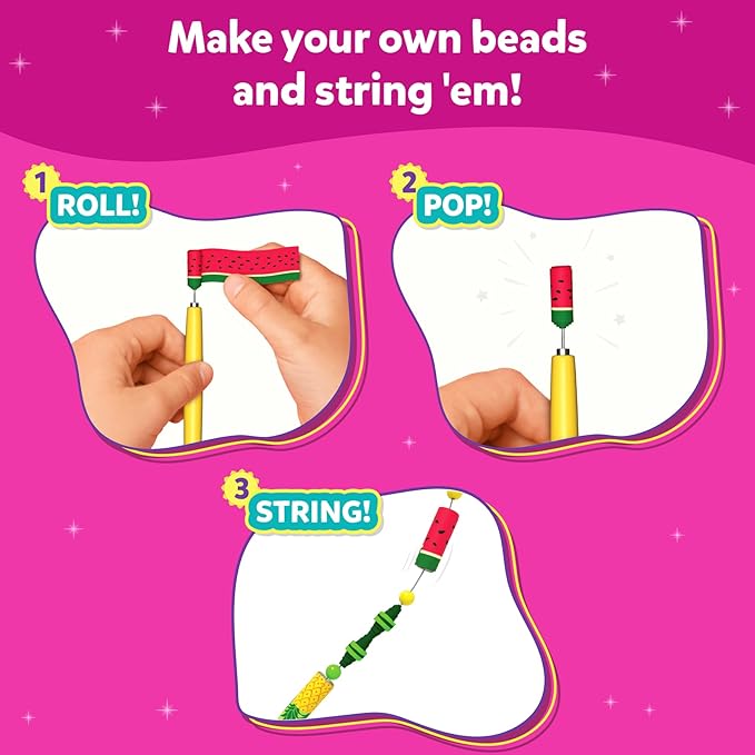 Skillmatics Craft Activity - Roll-up Beads Tropical Paradise DIY Kit, 500+ Charms & Beads, Jewelry Making Kit, Create 40+ Accessories, Gifts for Kids Ages 6, 7, 8, 9, 10, 11, 12, 13