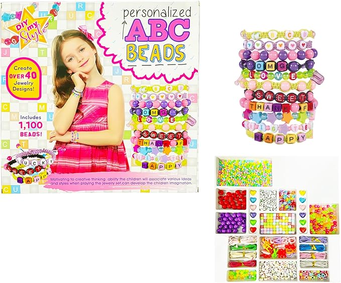Color Beads Bracelet Making Kit 1100PCS, Girls' Lovely Bracelet Necklace Jewelry Making Kit, friendship bracelet kit Girls' Birthday Gift DIY Craft for Girls,Christmas Gift Set For Kids Age 6+