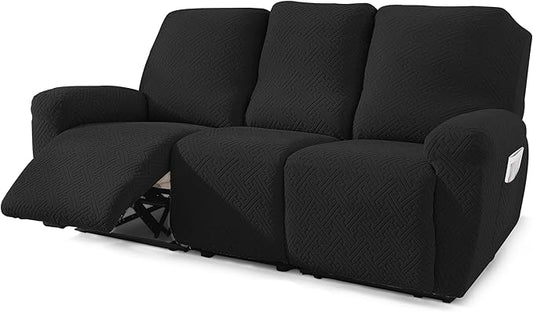 NORTHERN BROTHERS Stretchy Recliner Sofa Covers 3 Seater, Couch Cover Recliner Sofa 3 Cushions, Sofa Recliner Covers, Black