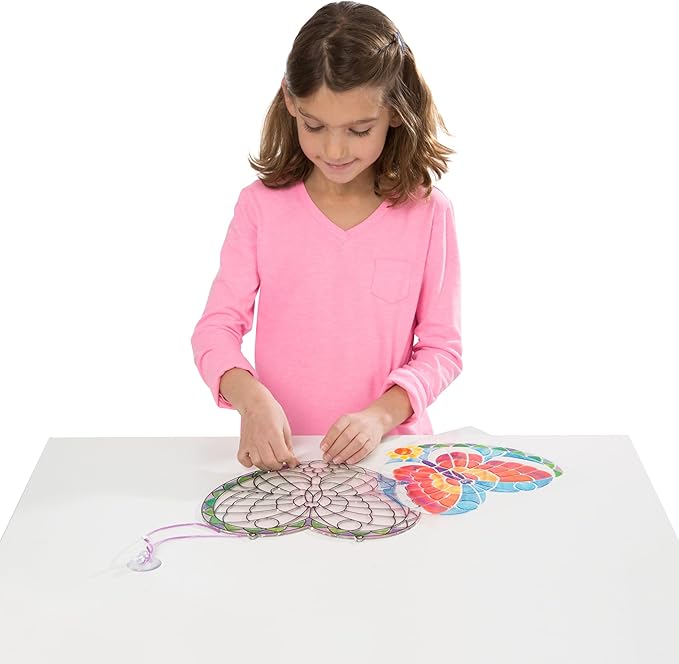 Melissa & Doug Stained Glass Made Easy Activity Kit: Butterfly - 140+ Stickers - Kids Sticker Stained Glass Craft Kit; Sun Catchers For Kids Ages 5+