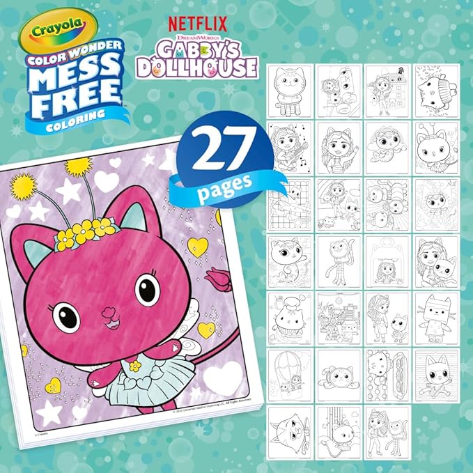 Crayola Color Wonder Gabby's Dollhouse Activity Kit, Mess Free Coloring Set for Toddlers, Kids Toys, Gifts for Girls & Boys, 3+