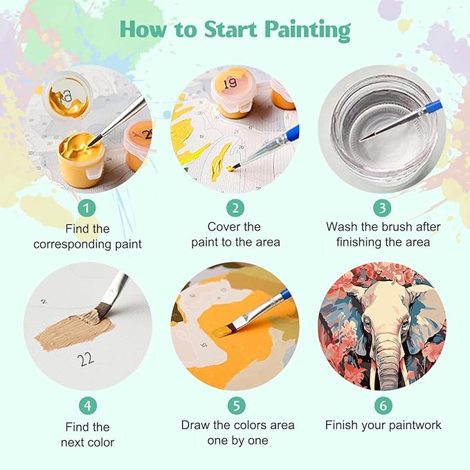 MISCER 4 Pack Animals Paint by Numbers for Adults Beginner, Paint by Number Kits with Easel, DIY Acrylic Oil Painting Suitable for Home Decoration (8 * 12 Inch)