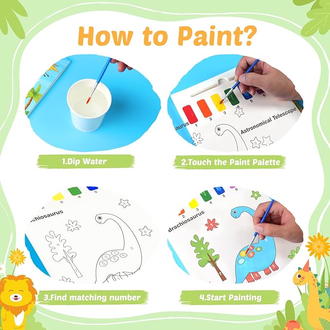 Water Coloring Books for Toddlers - Easter Basket Stuffers Watercolor Paint Book Drawing Art Paper for Kids Mess Free Craft Supplies kit Toy for Age 3 4 5 6 Valentines Birthday Gift(Planet,Dinasour）