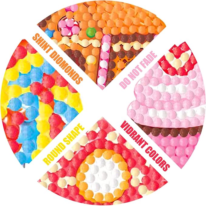 Gem Diamond Art Painting Stickers Kit for Kids,5D Diamond Mosaic Stickers by Numbers Kits Crafts Set for Children, Boys and Girls,Creative Handmade Art Craft Decorations Gift (Cake)