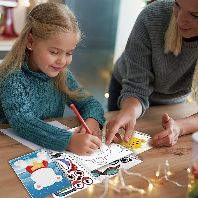 Omgouue Winter Wonderland Sticker Coloring Books 3-Pack,Christmas Toys Activity Pad for Kids Toddlers Ages 2-8(36 Scenes)