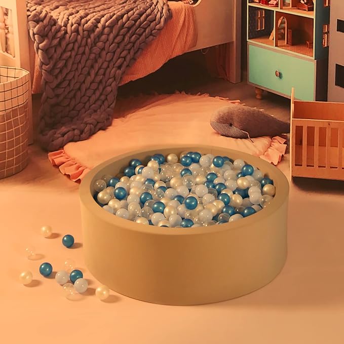 GOGOSO Ball Pit Balls - Phthalate BPA Free Non-Toxic Plastic Balls,Blue White Clear 100pcs 2.15inch Gift for Baby Shower, Birthday, DIY and Toddlers Play Party Decoration