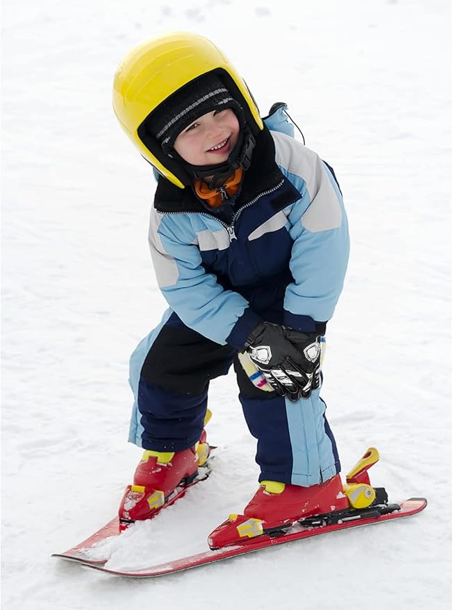 Yaomiao 4 Pairs Kids Winter Long Gloves Waterproof Children Long Cuff Snow Mittens Windproof Ski Gloves for Outdoor