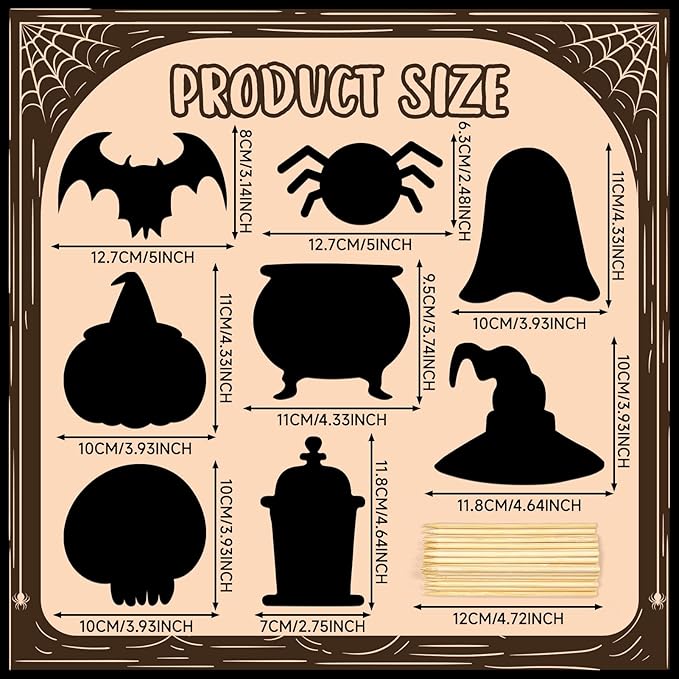 Leesgel Halloween Scratch Art Paper for Kids, 60Pcs Magic DIY Crafts Kit Halloween Party Decorations Supplies, Pumpkin Skull Bat Scratch Crafts Birthdays Party Favor Educational Toys