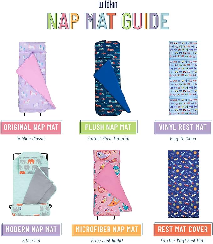 Wildkin Kids Nap Mat Cover for Boys & Girls, Sewn-in Flap Design Rest Mat Cover, Perfect for Preschool and Daycare, Fits Our Vinyl Nap Mat up to 1.5 Inches Including Basic Sleep Mat (Robots)