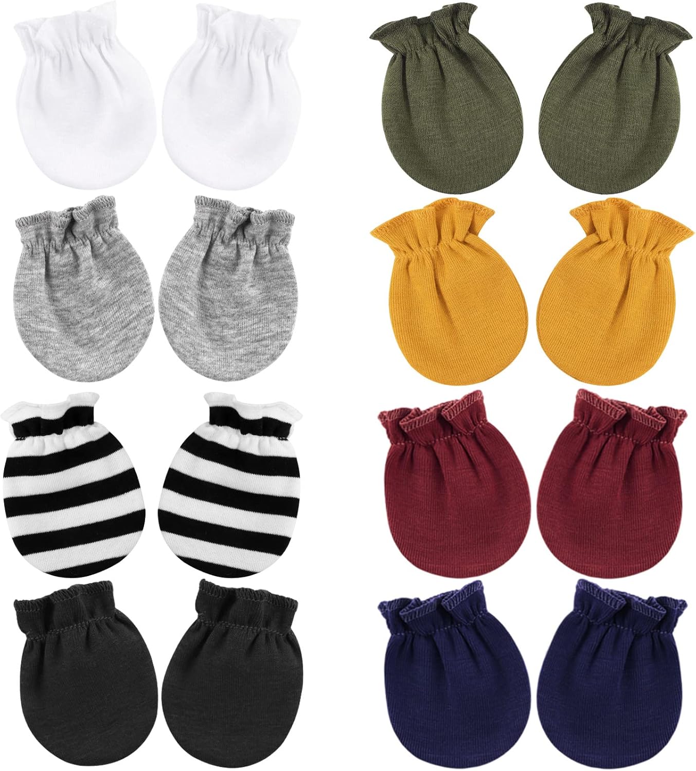 BQUBO Newborn Infant Toddler Mittens No Scratch Cotton Elastic Wrist Gloves Hypoallergenic for 0-6 Months Baby Boys Girls