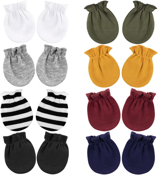 BQUBO Newborn Infant Toddler Mittens No Scratch Cotton Elastic Wrist Gloves Hypoallergenic for 0-6 Months Baby Boys Girls