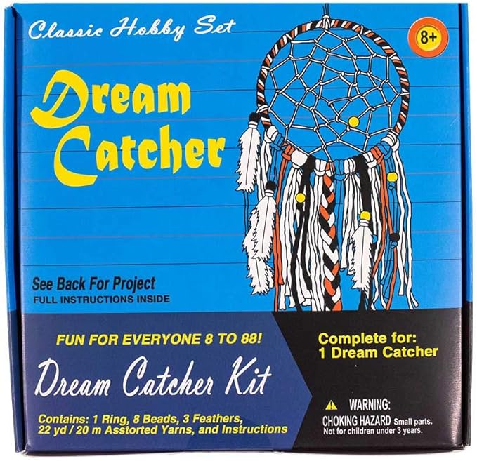 West Coast Paracord Retro Crafting Kit – Dream Catcher – 22 Yards (20 Meters) of Yarn – Ring, Beads, and Feathers