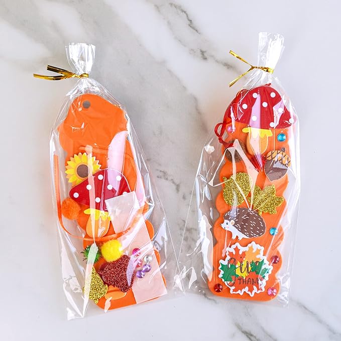 Winlyn 32 Sets Fall Crafts Kits DIY Fall Bookmarks Decorations Art Sets Maple Leaves Smile Face Owl Turkey Pumpkins Foam Stickers Arts and Crafts for Kids Thanksgiving Halloween Classroom Activities