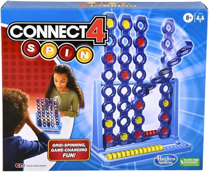 Hasbro Gaming Connect 4 Spin Game, Features Spinning Connect 4 Grid, 2 Player Board Games for Family and Kids, Strategy Board Games, Ages 8 and Up