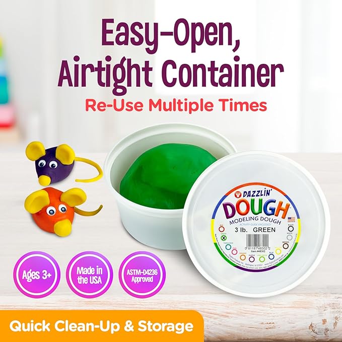 Hygloss Play Modeling Dough - Red and Green Dough Unscented - Safe & Non-Toxic for Kids Arts & Crafts - Party Favors - Classroom Supplies - 6lb Total