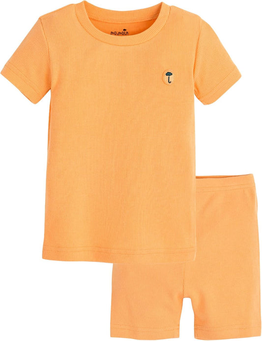 moimoln Pajamas Set 6M-5Y Solid Ribbed Unisex Baby & Toddler, Soft Viscose, Snug-Fit, Everyday Sleepwear