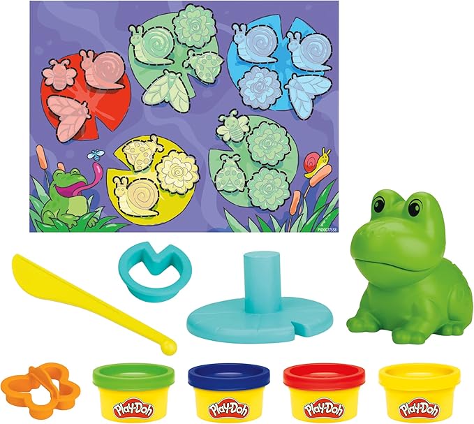 Play-Doh Frog ‘n Colors Starter Set, 4 Colors & Playmat, Frog Toy Playset, Easter Gifts for Boys & Girls, Preschool Toys, Kids Arts & Crafts, Ages 3+