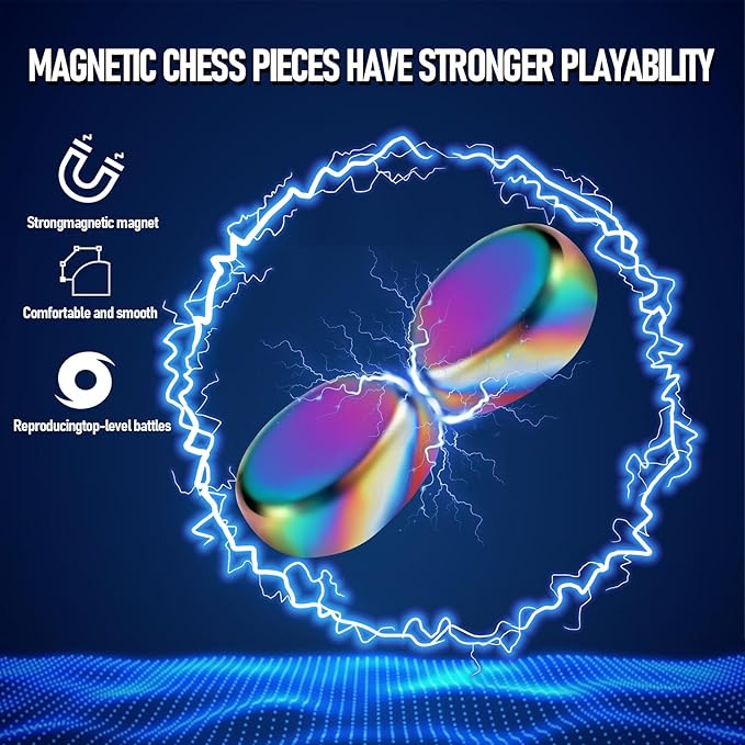 New Colored Magnetic Chess Game with Stones Set, Magnetic Chess Game with Rocks, Magnet Game with String, Educational Checkers Game for Kids & Adults, Family Gatherings