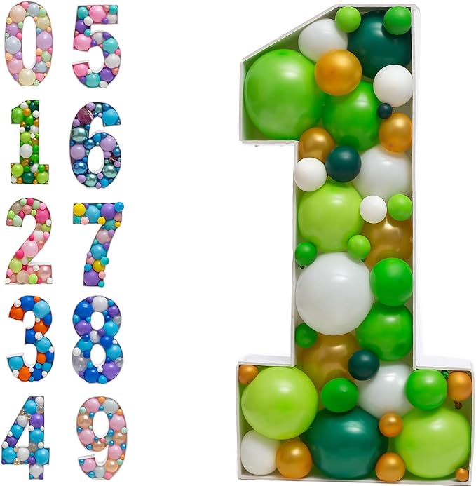 Mosaic Balloon Frame Light Up Marquee Pre-Cut Kit Number 1 Cut-out Extra Large Foam Board First Birthday Backdrop 1st Birthday Boy Girl Party Anniversary Decorations