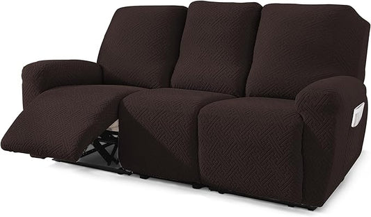 NORTHERN BROTHERS Stretchy Recliner Sofa Covers 3 Seater, Couch Cover Recliner Sofa 3 Cushions, Sofa Recliner Covers, Dark Brown