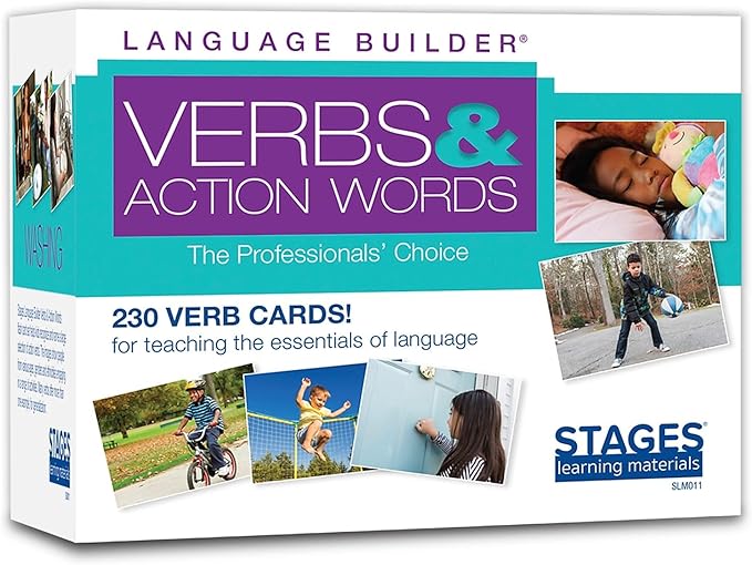 Stages Learning Materials Language Builder Verb Flash Cards Photo Vocabulary Autism Learning Products for Aba Therapy & Speech Articulation