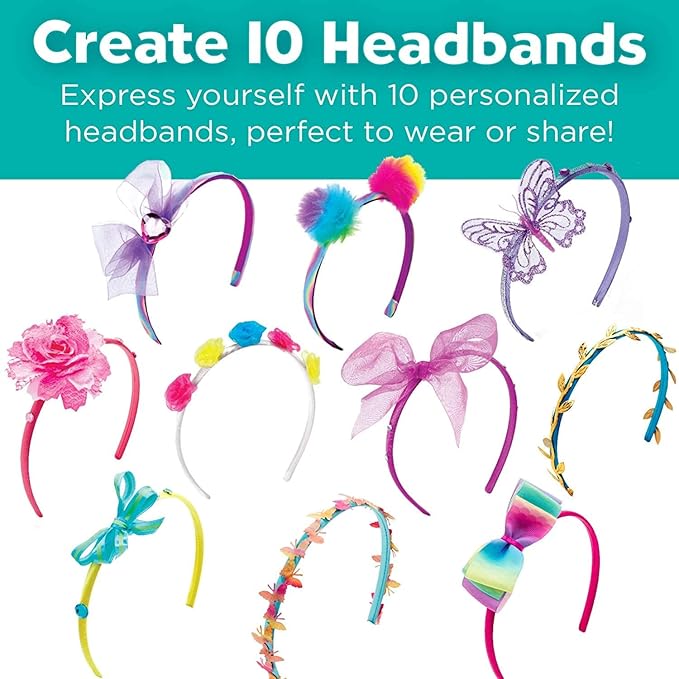 Creativity for Kids Fashion Headband Making Kit - Makes 10 DIY Headbands, Arts and Craft Kits for Ages 5-7+, Kids Activities, Birthday Gifts for Girls
