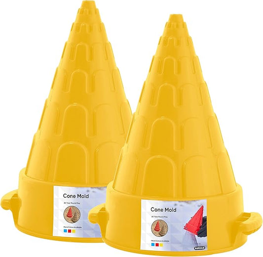 Superio Snow Brick Maker Igloo Fort Form Cone Shaper Outdoor Winter Snow Toys Sand Castle Building Kit for Adults and Kids Sandbox, Beach, Sand Toys (Yellow, 2)