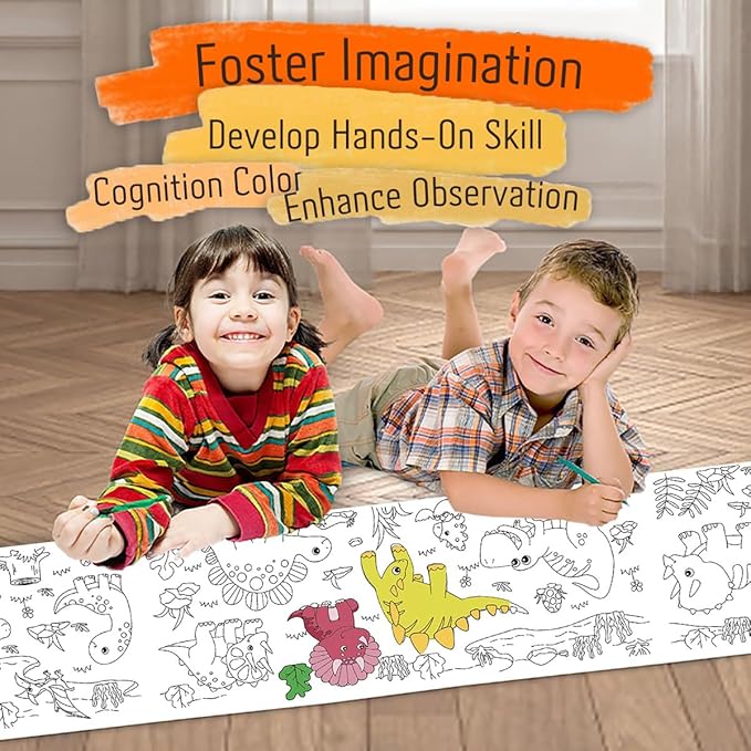 Large Size Coloring Paper Roll for Kids, Toddler Drawing Paper Roll,DIY Sticky Wall Painting Color Filling Paper,Creative Early Educational Toys for Toddlers 120 * 15 Inch (Ocean)