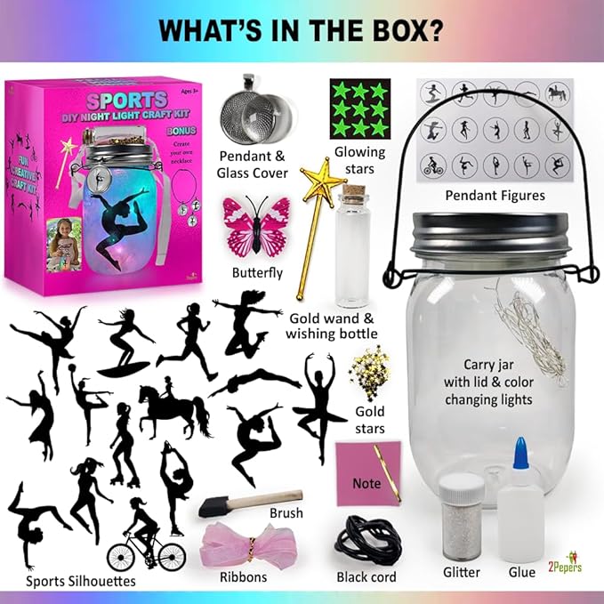 DIY Sports Night Light Gifts for Girls Age 3 4 5 6 7 8-12, Birthday Present & Arts and Crafts Kit for Kids, Art Set Project, Gymnastics & Ballet