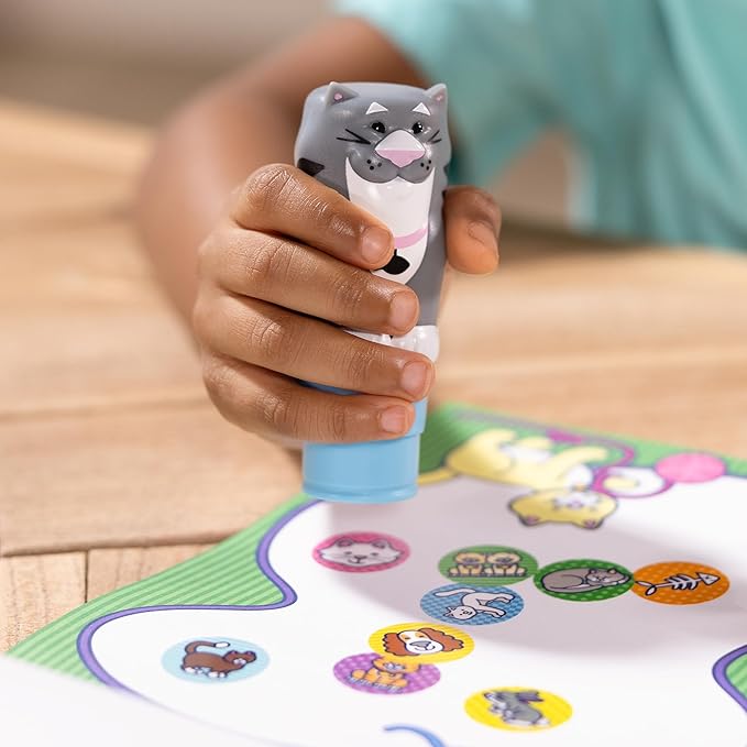 Melissa & Doug Sticker WOW!™ 24-Page Activity Pad and Sticker Stamper, 300 Stickers, Arts and Crafts Fidget Toy Collectible Character – Cat - FSC Certified
