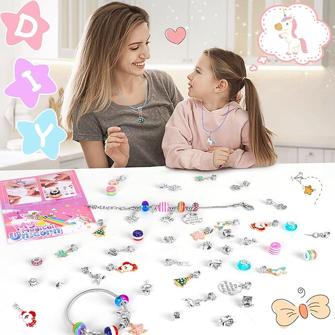 HYASIA Charm Bracelet Making Kit & Unicorn Gifts for Girls, Kids Toys Arts Crafts for Girls Age 8-12, Jewelry Making Supplies Set, The Perfect Gifts for Girls Birthday Party Game Children Christmas