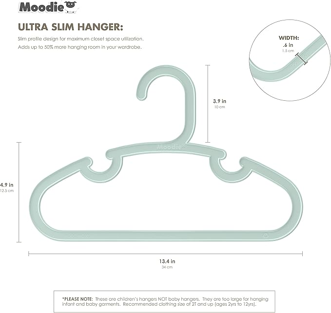 Recycled Plastic Kids Hangers | 13.5" Heavy Duty Kids Clothes Hangers | Bulk Pack Childrens Hangers, Large Child Hangers | Toddler Hangers (2-12yrs | 50 Pack, Blue)